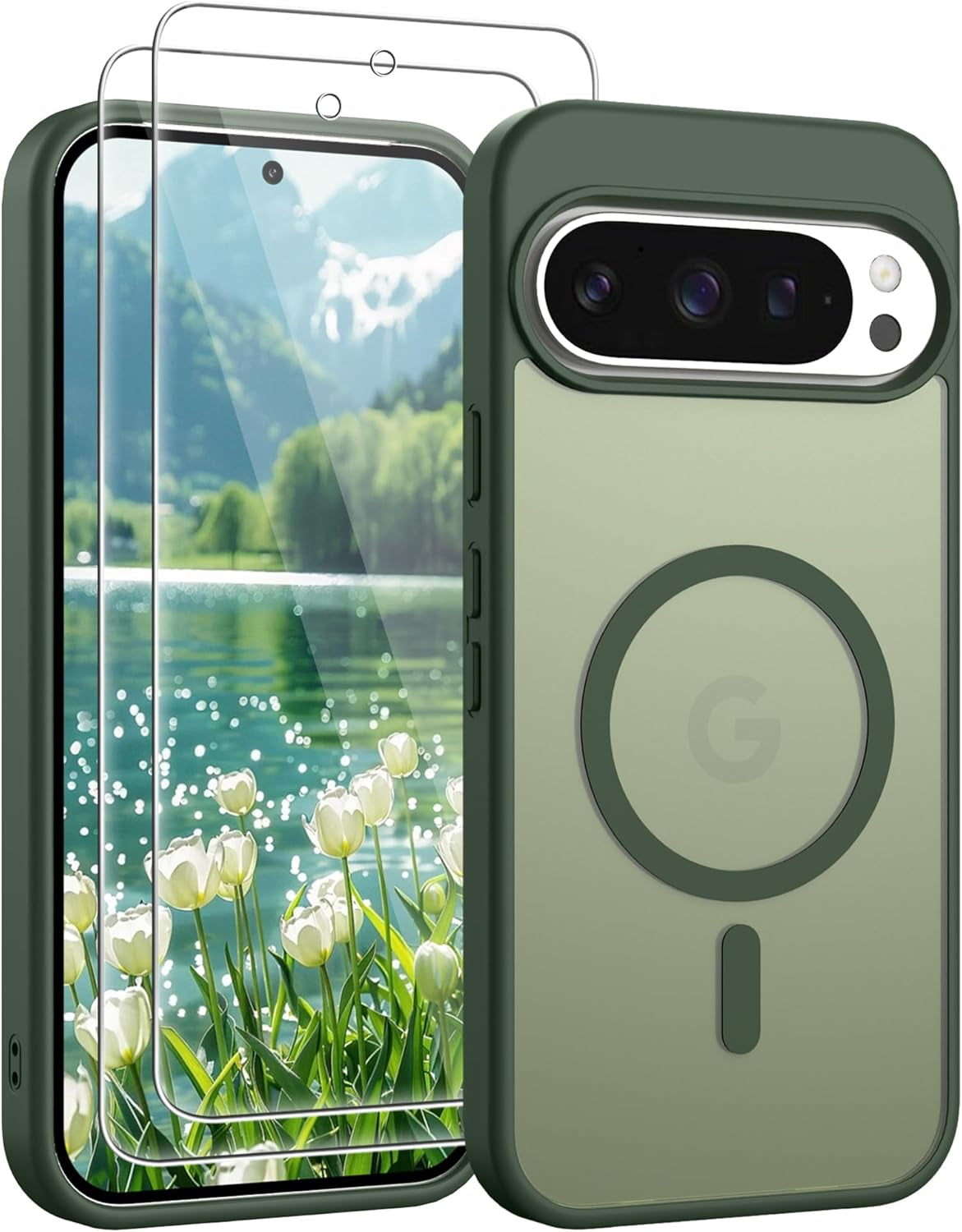 Gritup for Samsung Galaxy S24/S25 Case with 2 PCS Screen Protector (Compatible with Magsafe)(Military Grade Drop Protection) Slim Translucent Matte & Anti-Fingerprint Phone Cover for S24/S25,Black