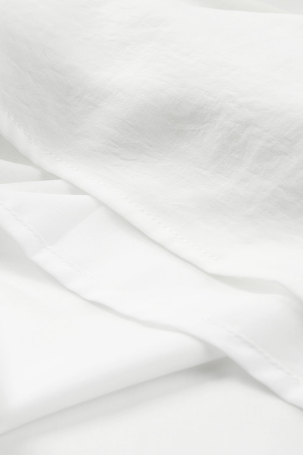 White Crew Neck Billowy Sleeve Blouse