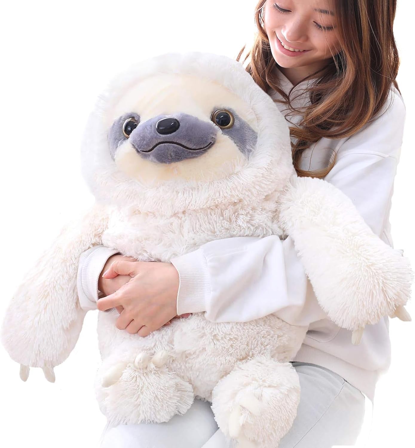 Winsterch Cute Sloth Stuffed Animal Toy,Small Plush Sloth Tedy Bear Stuffed Animal Toys for Kids Birthday Gift Baby Doll (Ivory,15.7 Inches)