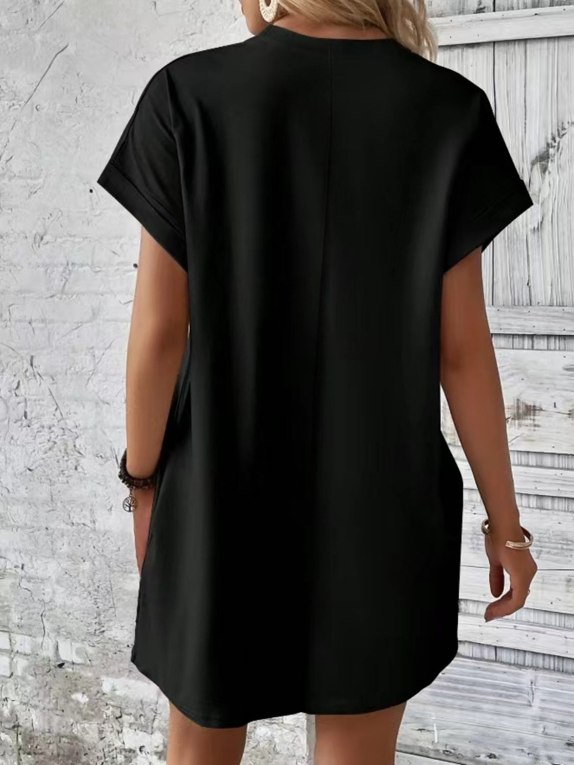 Women's Pocketed Round Sleeve Dress