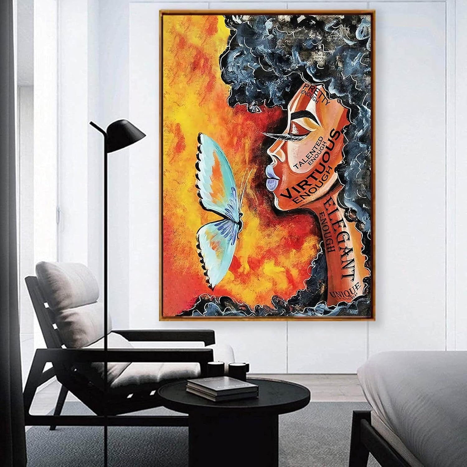 Dthlay American Wall Art Elegant African Canvas Butterfly for Living Room Nough 12X18Inch No Frame, Unframed
