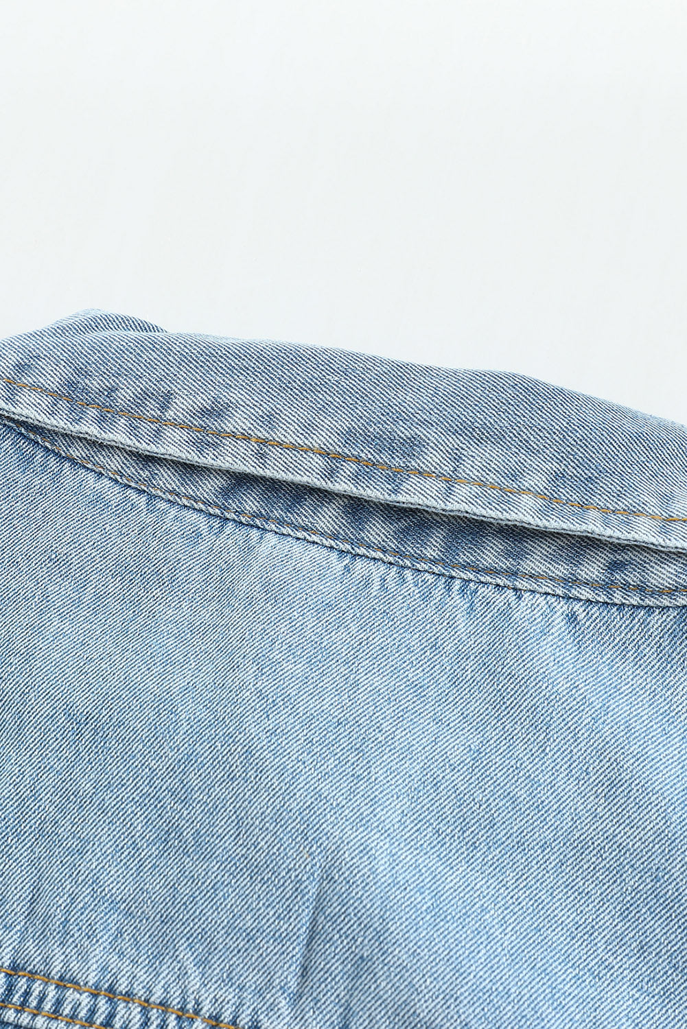Sky Blue Raw Hem Buttoned Denim Jacket
