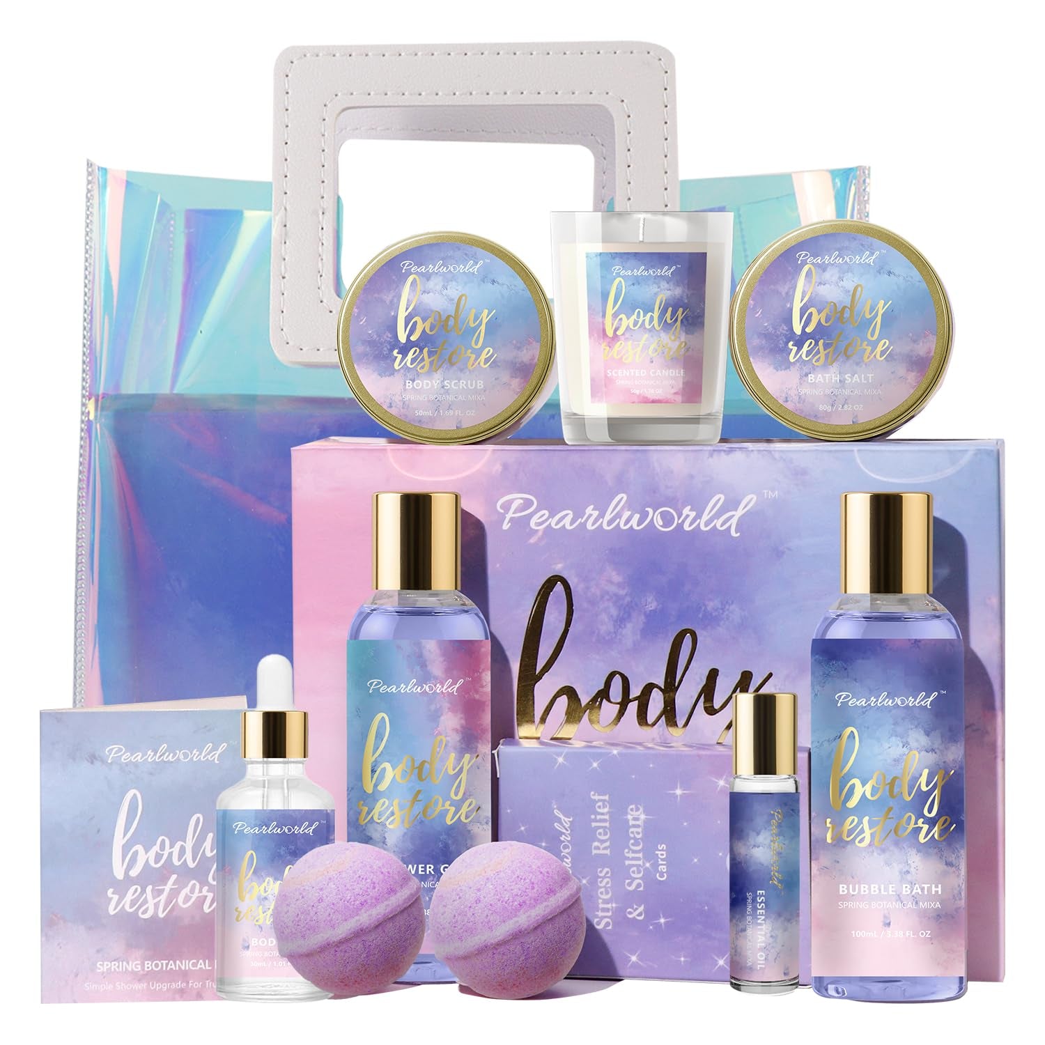 Lavender Spa Set for Women, Bath Set Self Care for Women, Nourishing 7 Piece Home Spa Set, Birthday Gift and a Gift for Mom