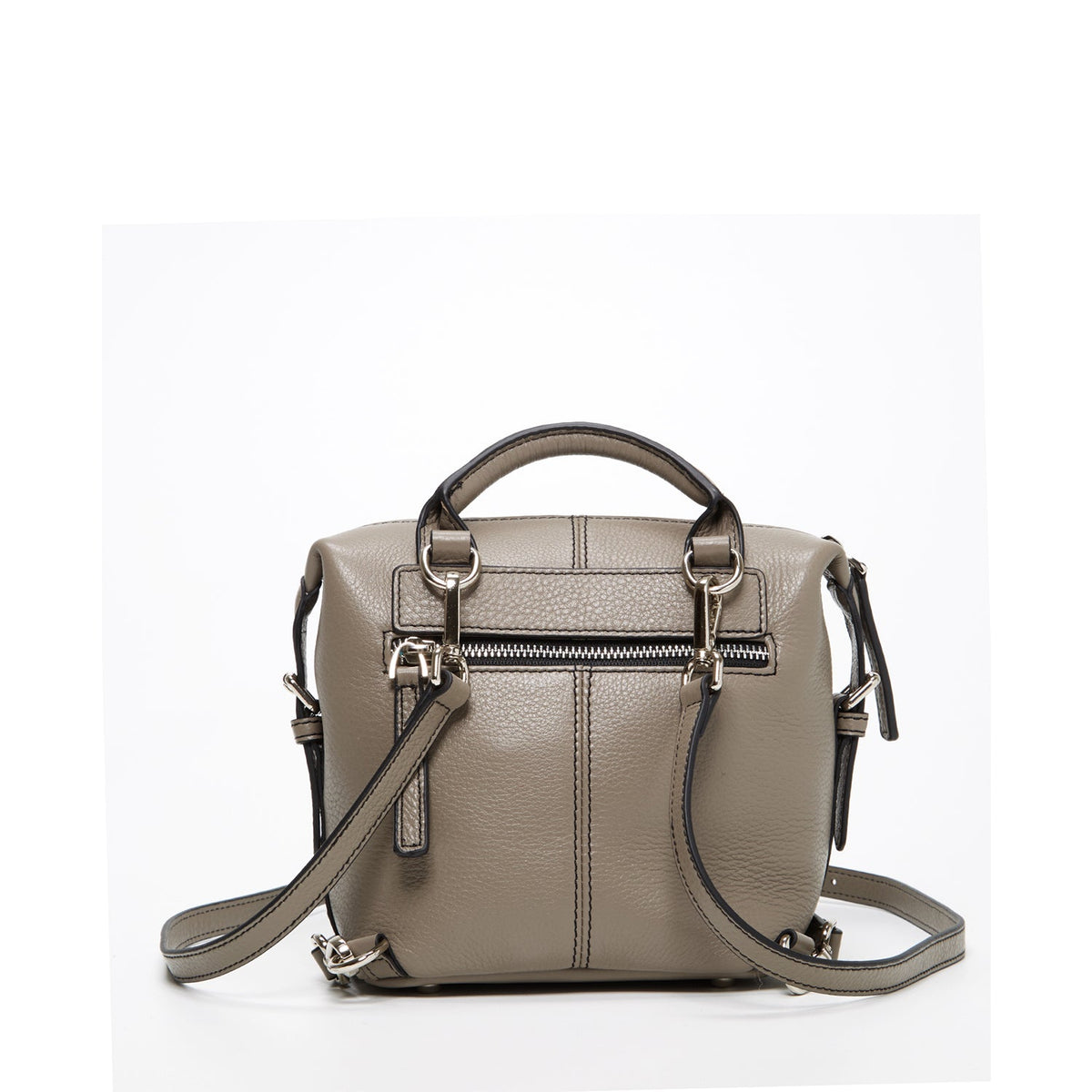 Gray Leather Backpack Purse for Women Convertible Crossbody Bag Medium