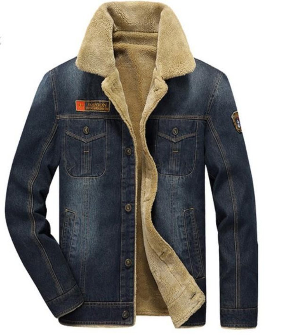 Men's Denim Jacket with Inner Faux Fur