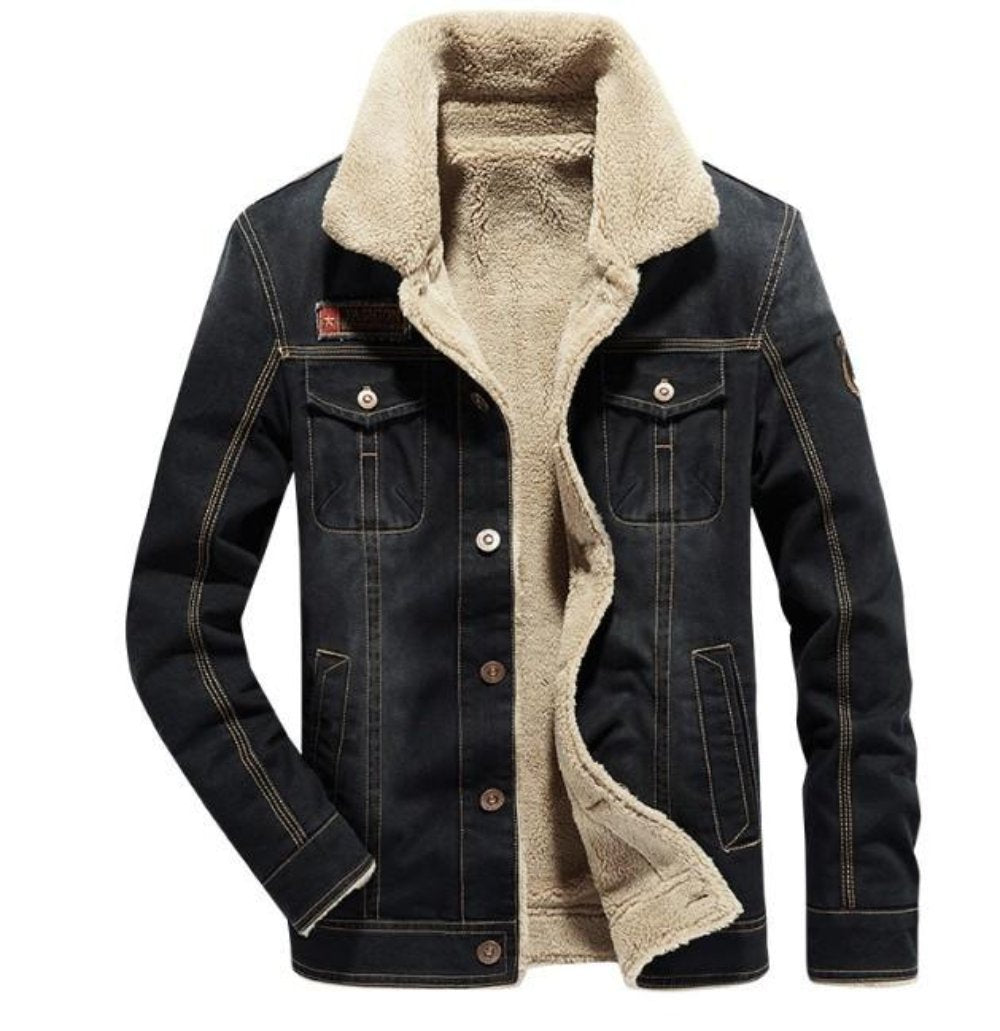 Men's Denim Jacket with Inner Faux Fur