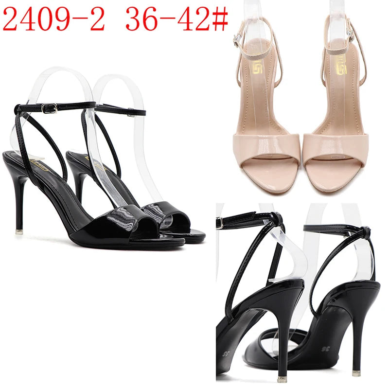 Y Open Toe New Fashion Black Beige Women's Ultra-high Heels Versatile Comfortable Sexy 42 Plus Size Stiletto Heeled Sandals