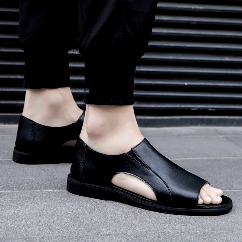 2026 Genuine Leather Men's Shoes Summer Men's Casual Sandals Fashion Ventilate Men's Sandals New Style Driving Shoes