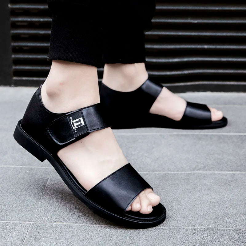 2026 Genuine Leather Men's Shoes Summer Men's Casual Sandals Fashion Ventilate Men's Sandals New Style Driving Shoes
