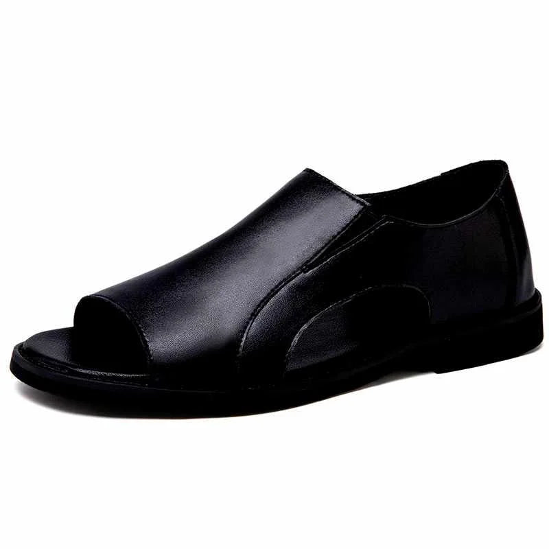2026 Genuine Leather Men's Shoes Summer Men's Casual Sandals Fashion Ventilate Men's Sandals New Style Driving Shoes