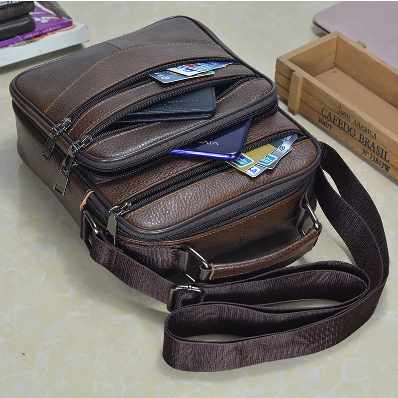 Hot Fashion Men Messenger Bags Genuine Leather Handbags for Man Luxury Brand Male Crossbody Bag for Mini Pad Boy Shoulder Bag