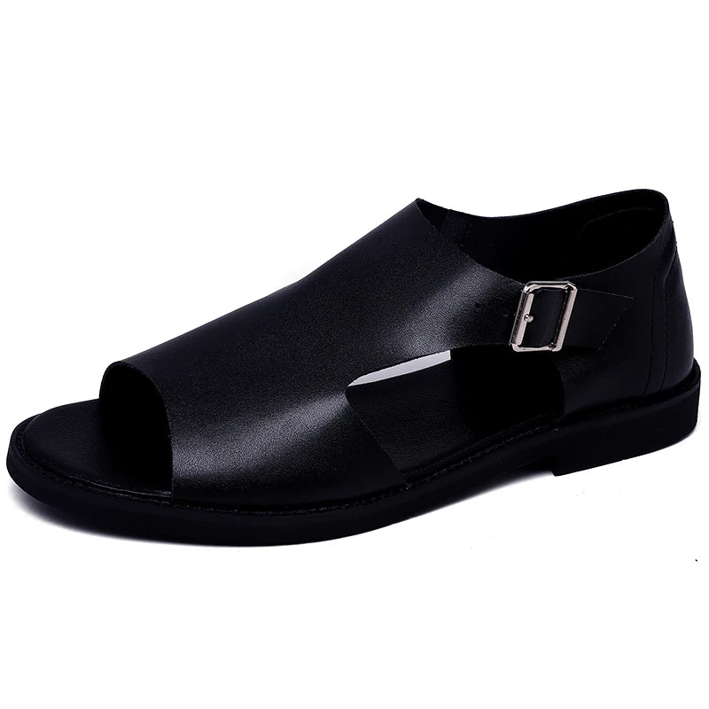 2026 Genuine Leather Men's Shoes Summer Men's Casual Sandals Fashion Ventilate Men's Sandals New Style Driving Shoes
