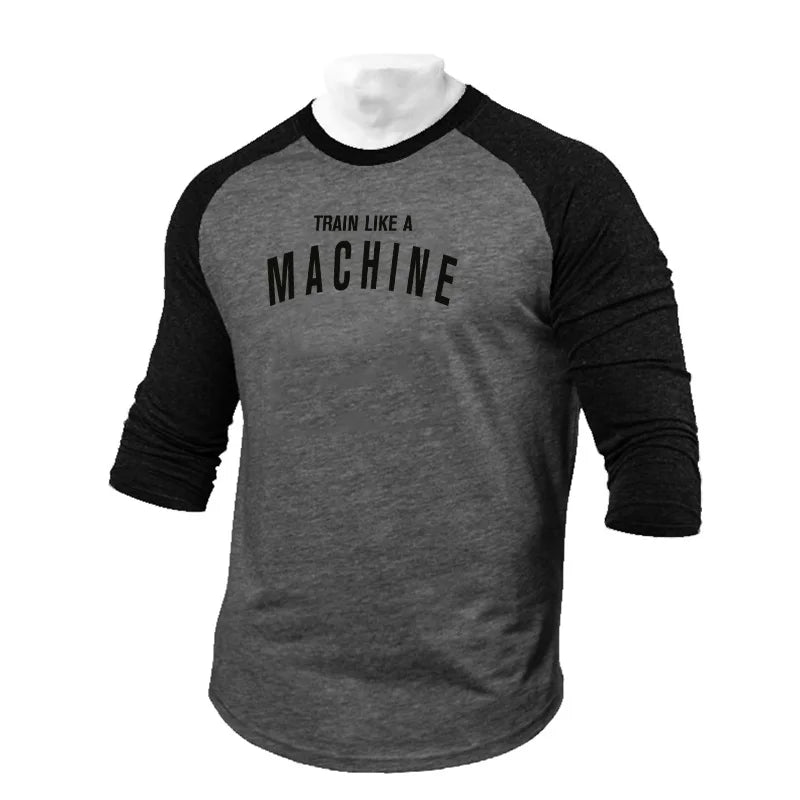 Mens Casual Brand Comfortable Sporting Clothing Print T-Shirt  Autumn Pullover O-Neck Fashion TShirts Slim Fit 3/4 Sleeve TShirt