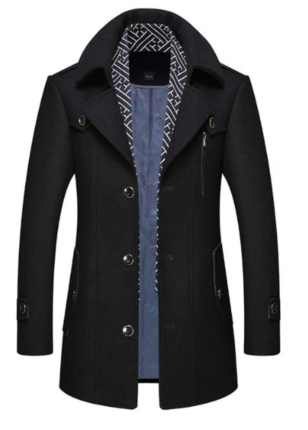 Men's Layered Collar Mid Length Coat