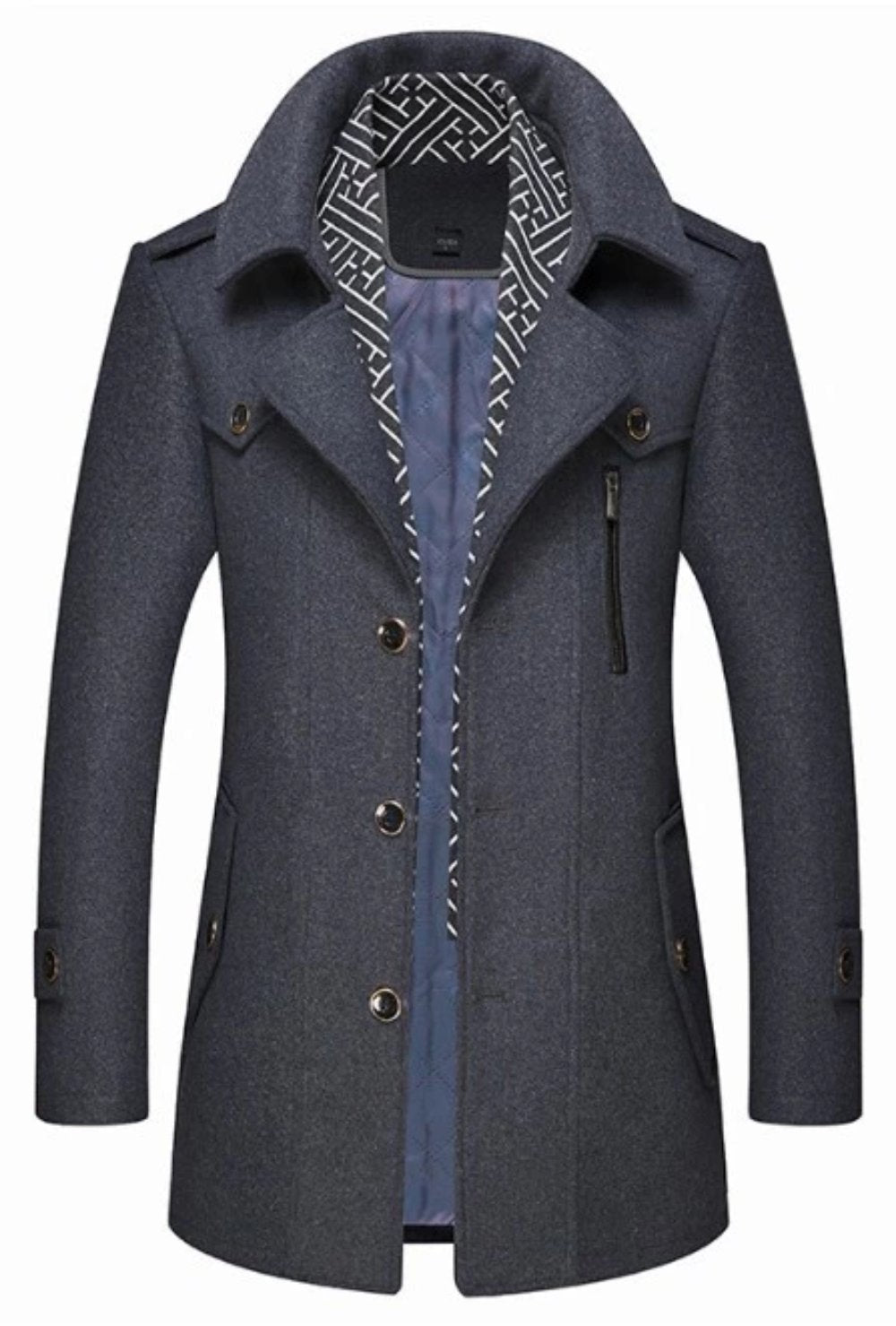Men's Layered Collar Mid Length Coat