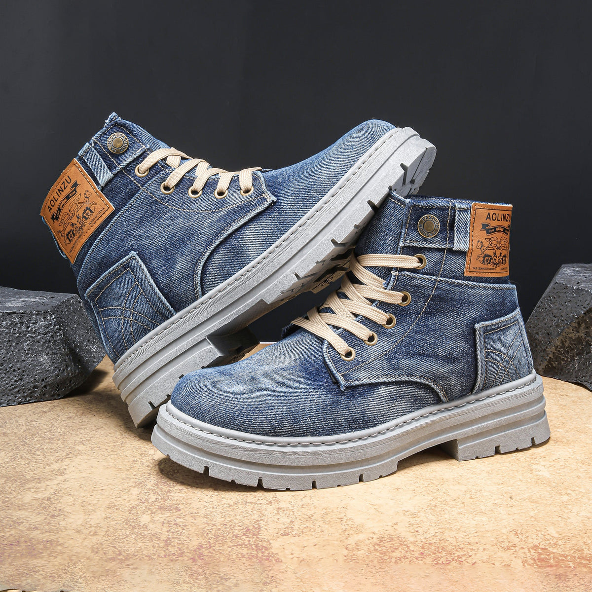 Men's High-top Striders for Men Denim Casual