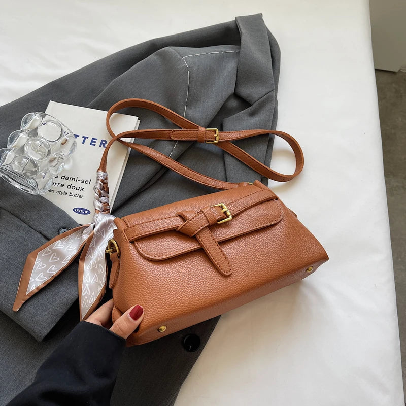 Leather Lychee Pattern Cross Body Bag