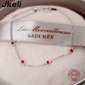 Jkeli 925 Sterling Silver Four Round Mini Ruby Zircon Bracelet for Women Fashion Niche Light Luxury Exquisite Chain Bracelet