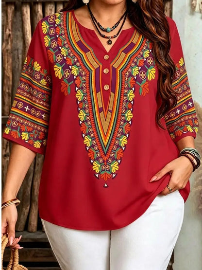 Women's Bohemian Style Blouse for Plus Size