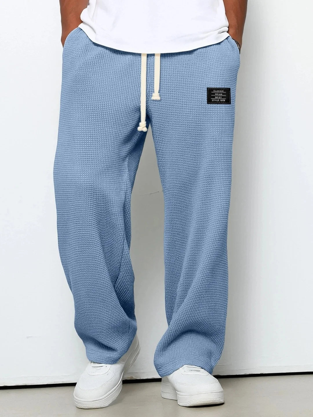 Mens Corduroy Casual Pants Fashion Loose Fit Pants Straight Sweatpants Elastic Waist Drawstring Outdoor Streetwear