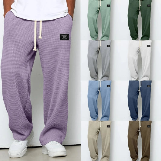 Mens Corduroy Casual Pants Fashion Loose Fit Pants Straight Sweatpants Elastic Waist Drawstring Outdoor Streetwear