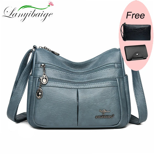 Luxury Purses and Handbags Women Bag High Quality Soft Leather Designer Multi-pocket Crossbody Shoulder Bag for Female 2022 Sac
