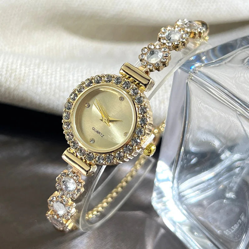 Jade Marrow Bracelet Watch Inlaid Diamond Light Luxury New Fashion Quartz Watch Pulling Diamond Women's Watch