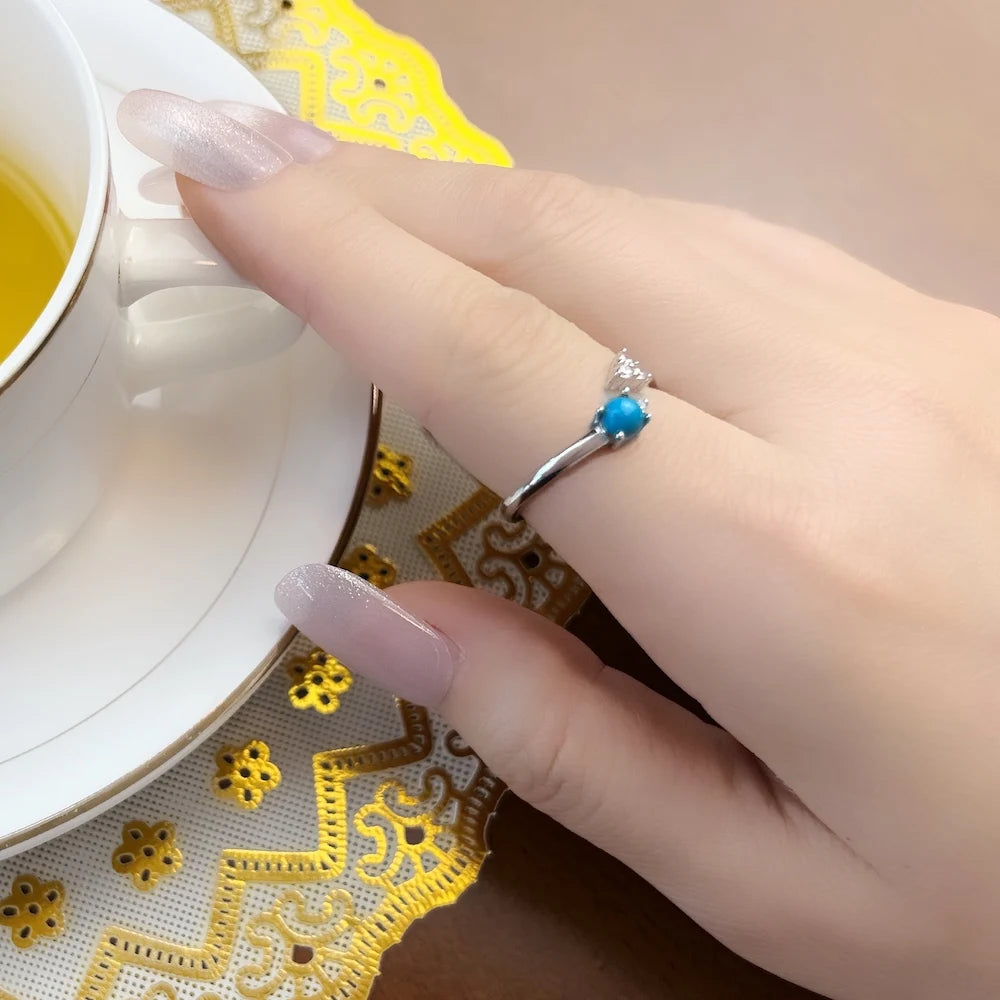Ring Arrow Blue,Europe Fine Jewerly For Women,2023 Spring Trendy Ocean Spirit Gift In 925 Sterling Silver