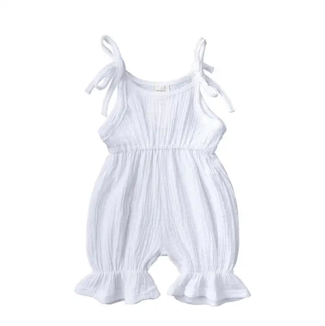 Summer Outfits Baby Girl Clothing Toddler Jumpsuit Fashion Cute Solid Sleeveless Cotton Linen Newborn Rompers Kids Clothes BC019