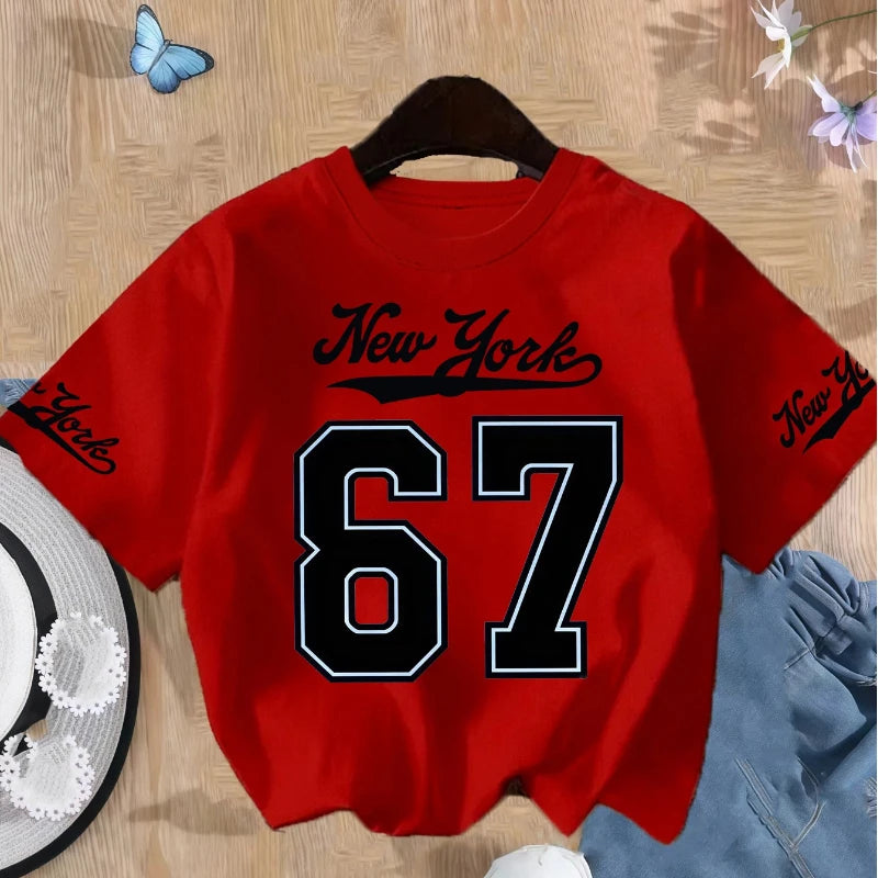 Teenager New York Six Seven T-shirts for Boys Girls Summer Children Casual Colorful Fashion Tops Kids O-Neck Short Sleeve Tees