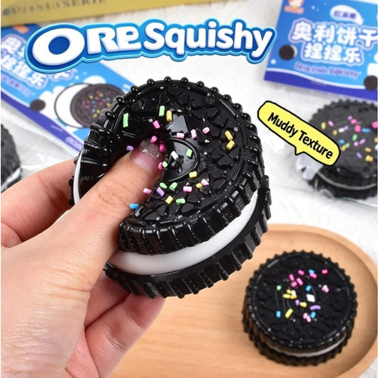 Simulation Oreo Stress Relief Squishy Toy. Creative Cookie Cake Super Soft Squeeze Toy. Sandwich Biscuit Antistress Gadget.
