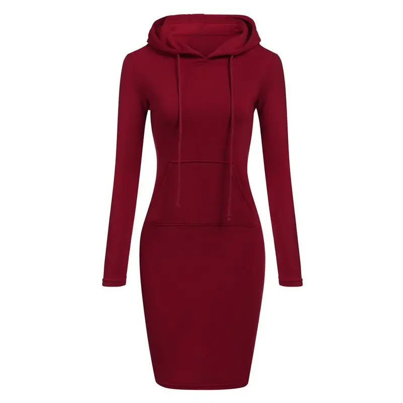 Women's Hooded Long-Sleeve Sweatshirt Dress