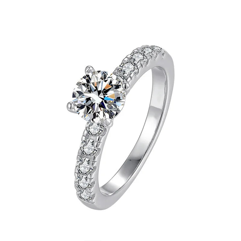 JoyceJelly Women's D Color 1 Carat Moissanite Diamond Ring Wedding 925 Sterling Silver Jewelry Classical Four Claw Design Gift