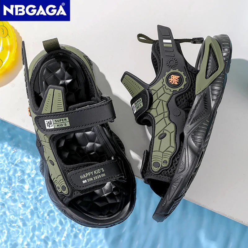 Summer Kids' Sandals Boys Soft Bottom Casual Beach Shoes School Students Comfortable Flat Walking Sandials
