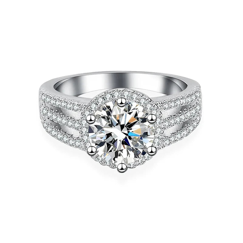 JoyceJelly Luxury Round 2CT 8mm VVS D-COLOR Moissanite Diamond Ring For Women S925 Sterling Silver Wedding Rings Engagement Gift