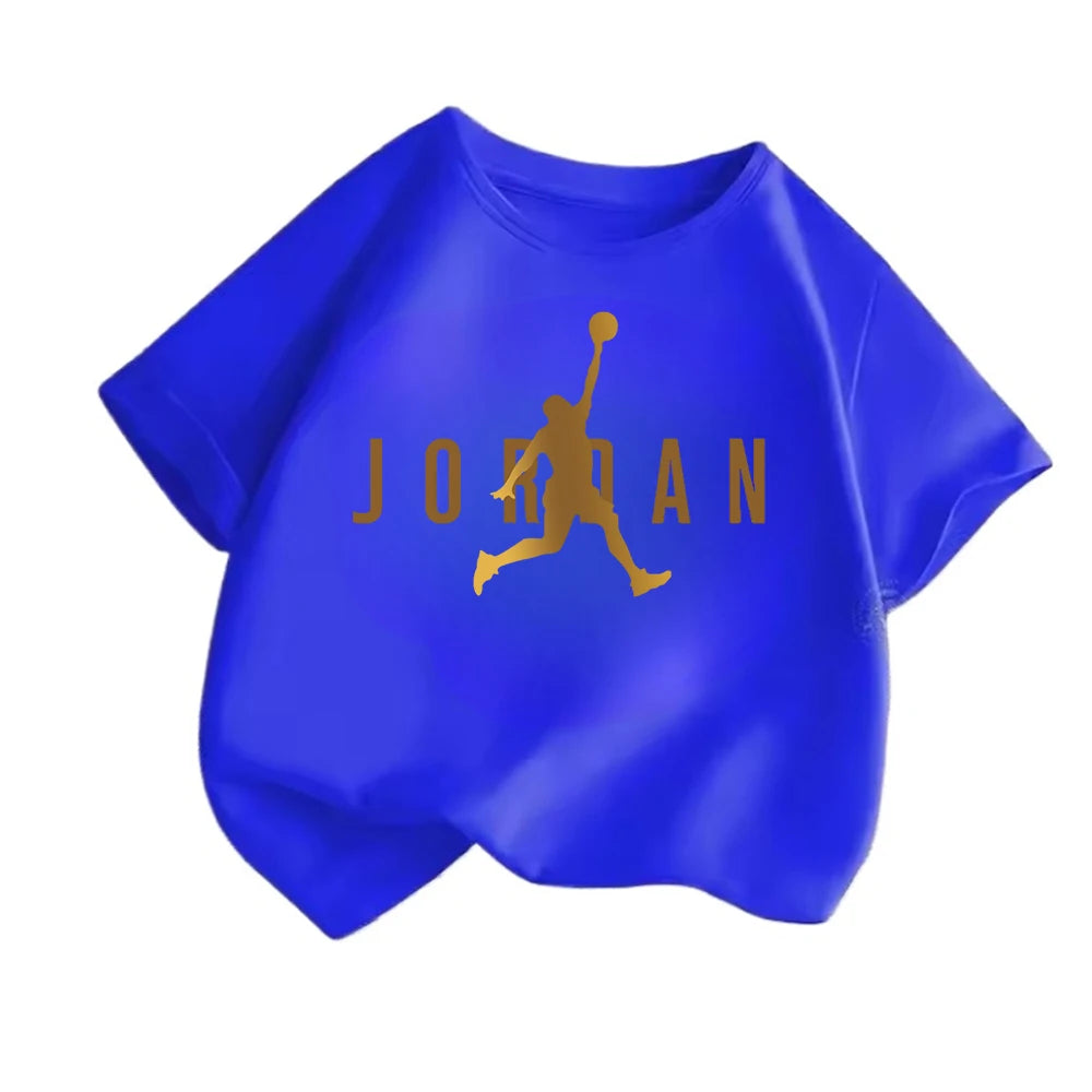 Summer Casual Kids T-shirt Breathable Cotton Jordan Print Short Sleeve Sport Tees Fashion Boy Girl Clothes