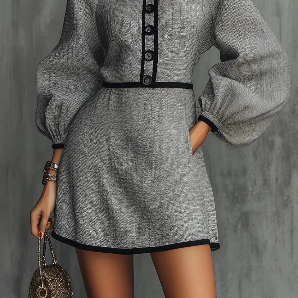 Elegant Lantern Sleeve Mini Dress