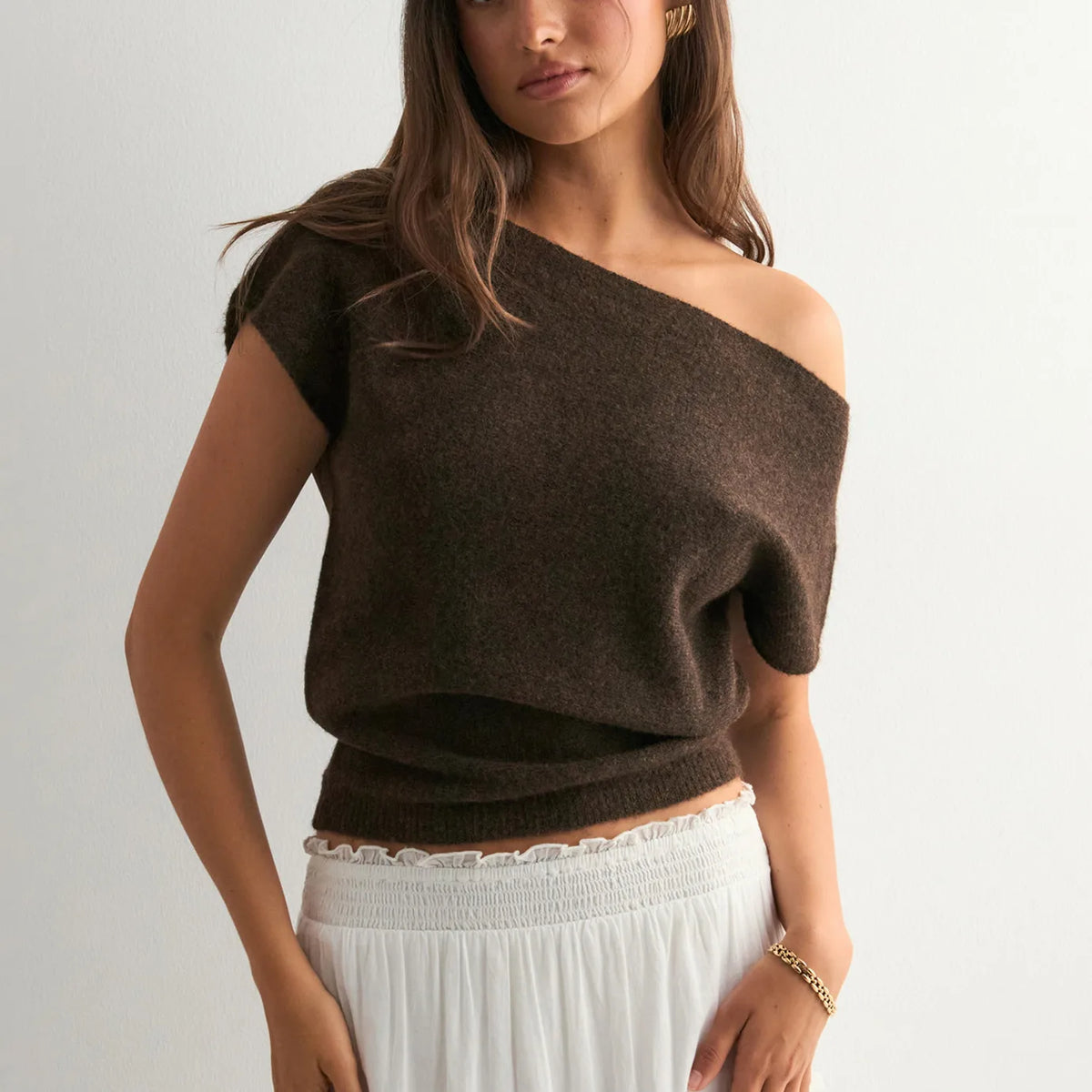 Women's Off-Shoulder Short-Sleeve Knit Top