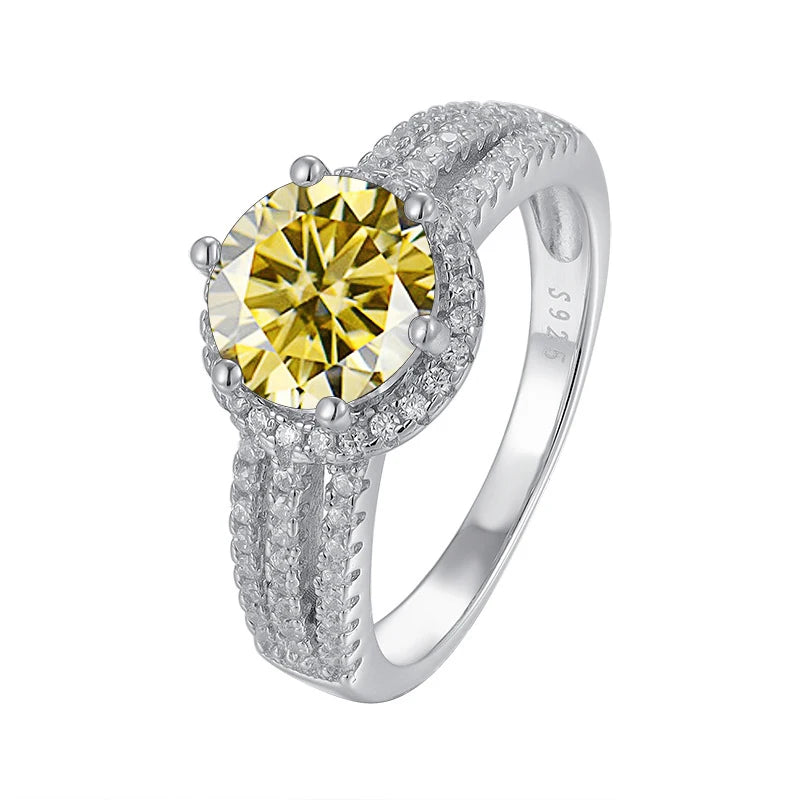 JoyceJelly Luxury Round 2CT 8mm VVS D-COLOR Moissanite Diamond Ring For Women S925 Sterling Silver Wedding Rings Engagement Gift