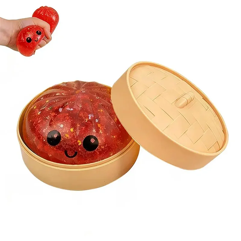 Simulation Dumpling Squishy Toys Pressure Ball Soft Slow Rebound Squishy Glitter Sensory Baozi Toy Anxiety Relief Birthday Gifts