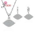 Noble Ladies Accessories Shiny Crystal Necklace Earrings 925 Sterling Silver Big Eye Zircon Design Jewelry Sets