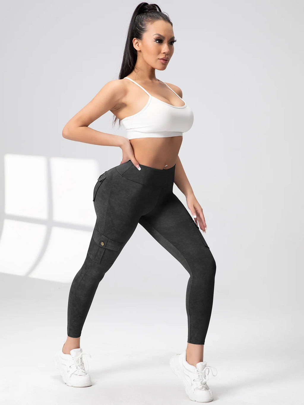 1/2/3 Pcs Seamless Yoga Cargo Leggings With Pocket Women Fashion Hip Lifting Sport Pants High Waist Fitness Elastic Slim Tight