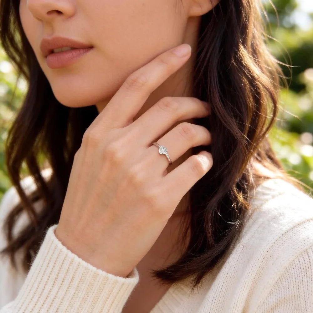 Ring Love Heart Europe Fine Jewerly For Women Summer Romantic Gift In 925 Sterling Silver