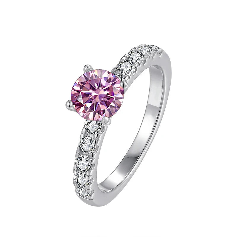 JoyceJelly Women's D Color 1 Carat Moissanite Diamond Ring Wedding 925 Sterling Silver Jewelry Classical Four Claw Design Gift