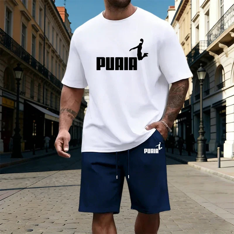 Summer Mens T-Shirt Tracksuit Casual Jogging Sportswear Outdoor Sports Adult Clothes Quality Street O Neck Short Sleeves Shorts
