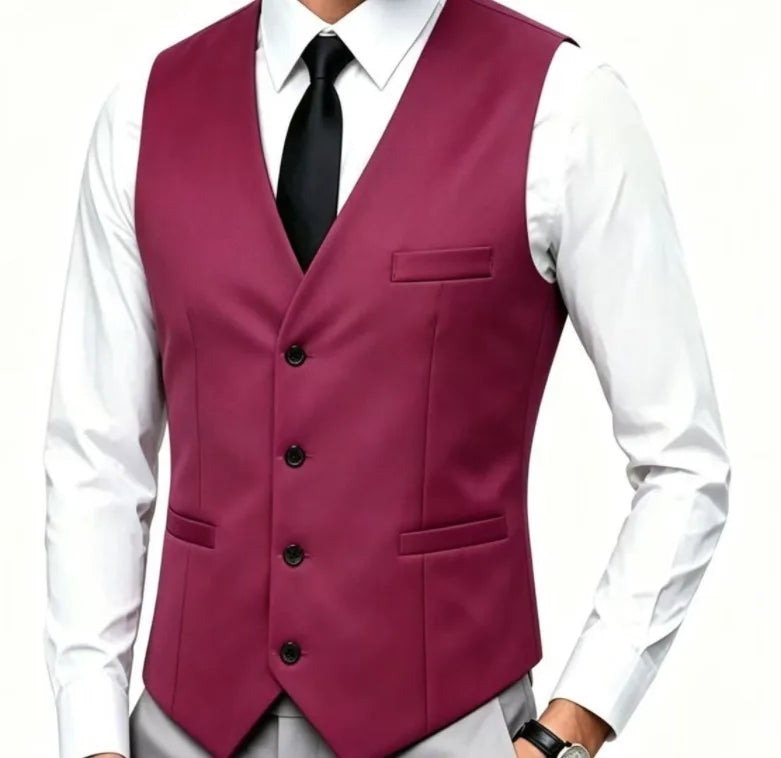 Men's Wedding Formal Suit Vest Slim Fit V-Neck Waistcoat Business Party Sleeveless Men's Clothing