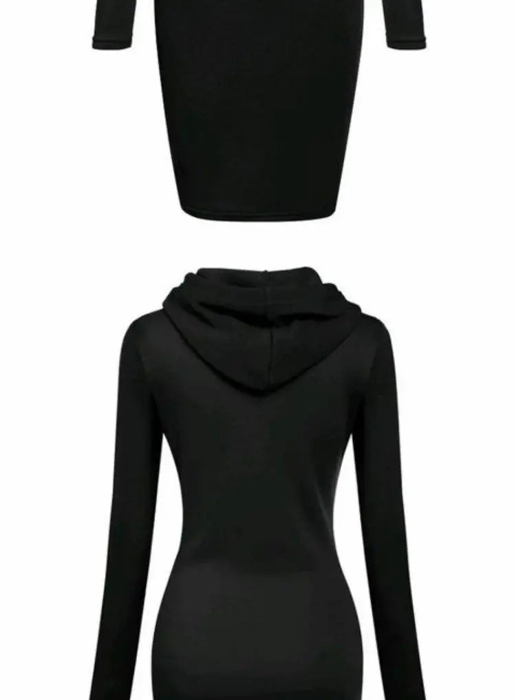 Women's Hooded Long-Sleeve Sweatshirt Dress