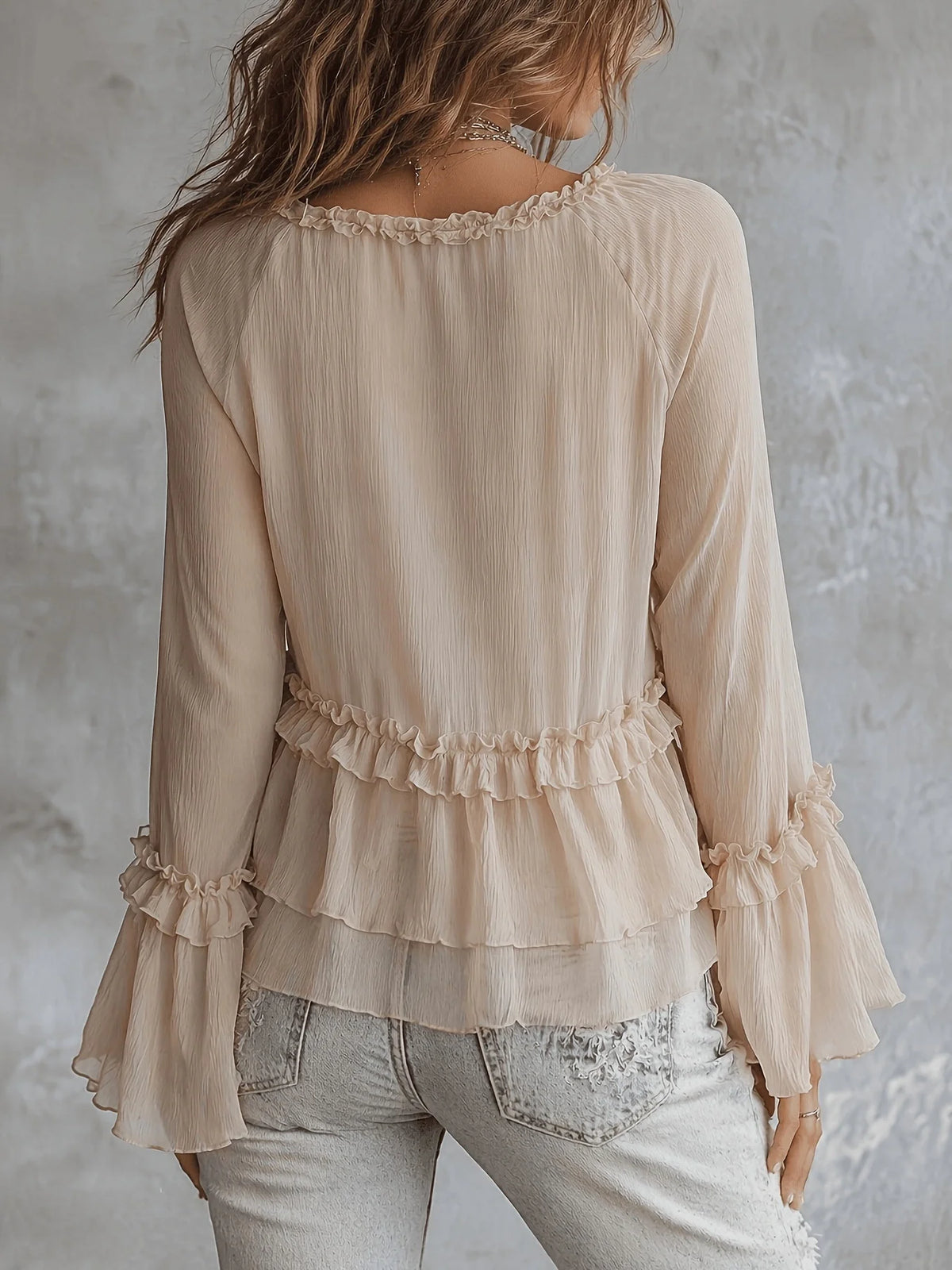 Women's Boho Chiffon Ruffled Top