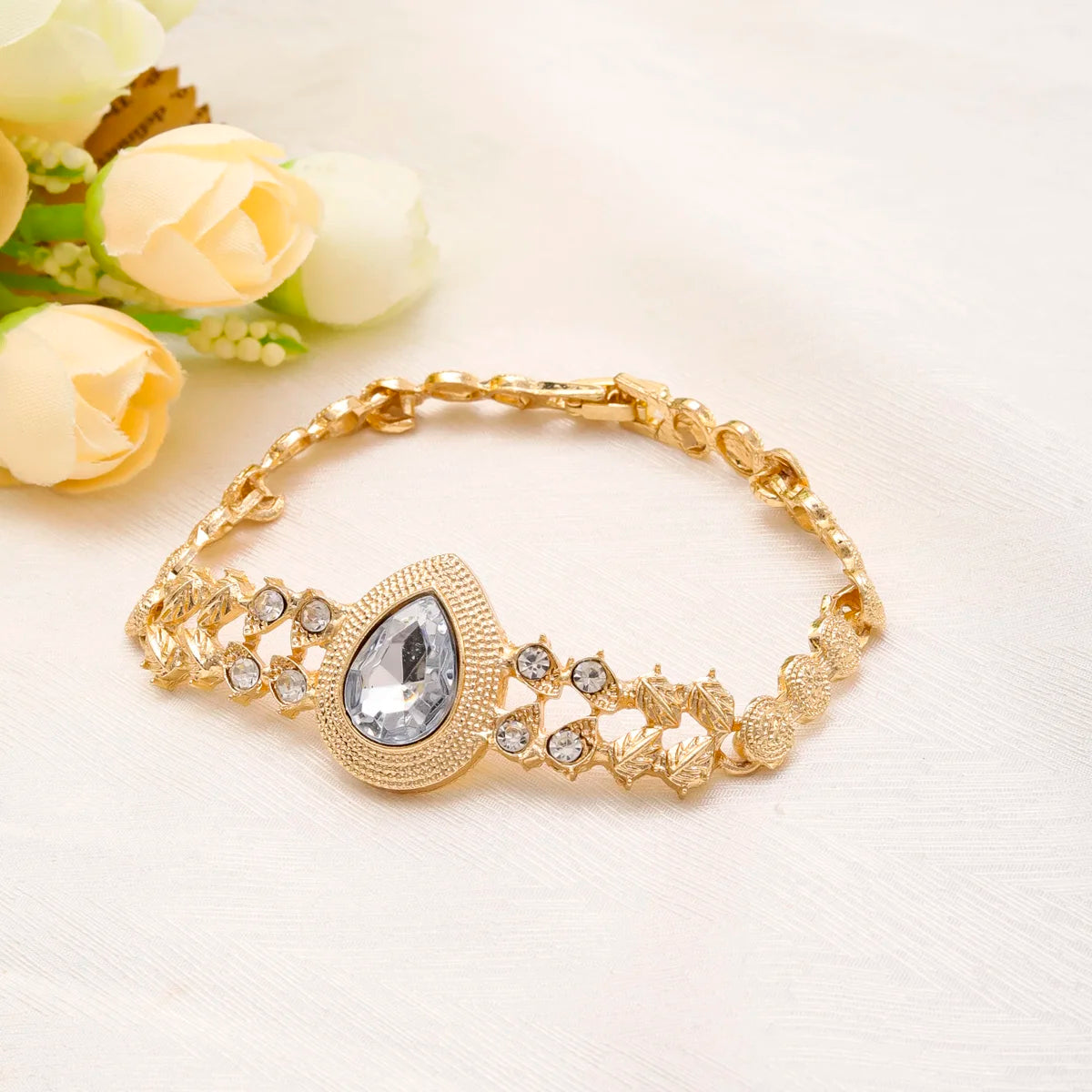 Liffly Dubai Gold Color Zircon Jewelry Sets for Women Bridal Indian Necklace Nigerian Wedding Jewelry Bracelet Earring Ring