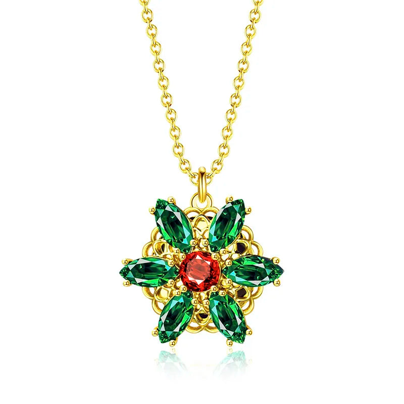 Valily Anastasia NecklaceTogether In Paris Emerald Stone Flower Necklace Lost Princess Inspired Pendant Necklace for Women